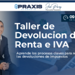 Taller de Devolución de Renta e IVA realizado los días 30 de septiembre, 1 y 2 de octubre con una duración de 12 horas de capacitación.