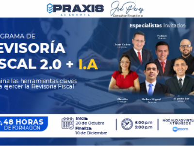 revisoria fiscal web Programa de Revisoría Fiscal 2.0 + IA realizado del día 20 de octubre al 10 de diciembre del 2026 con una duración de 48 horas